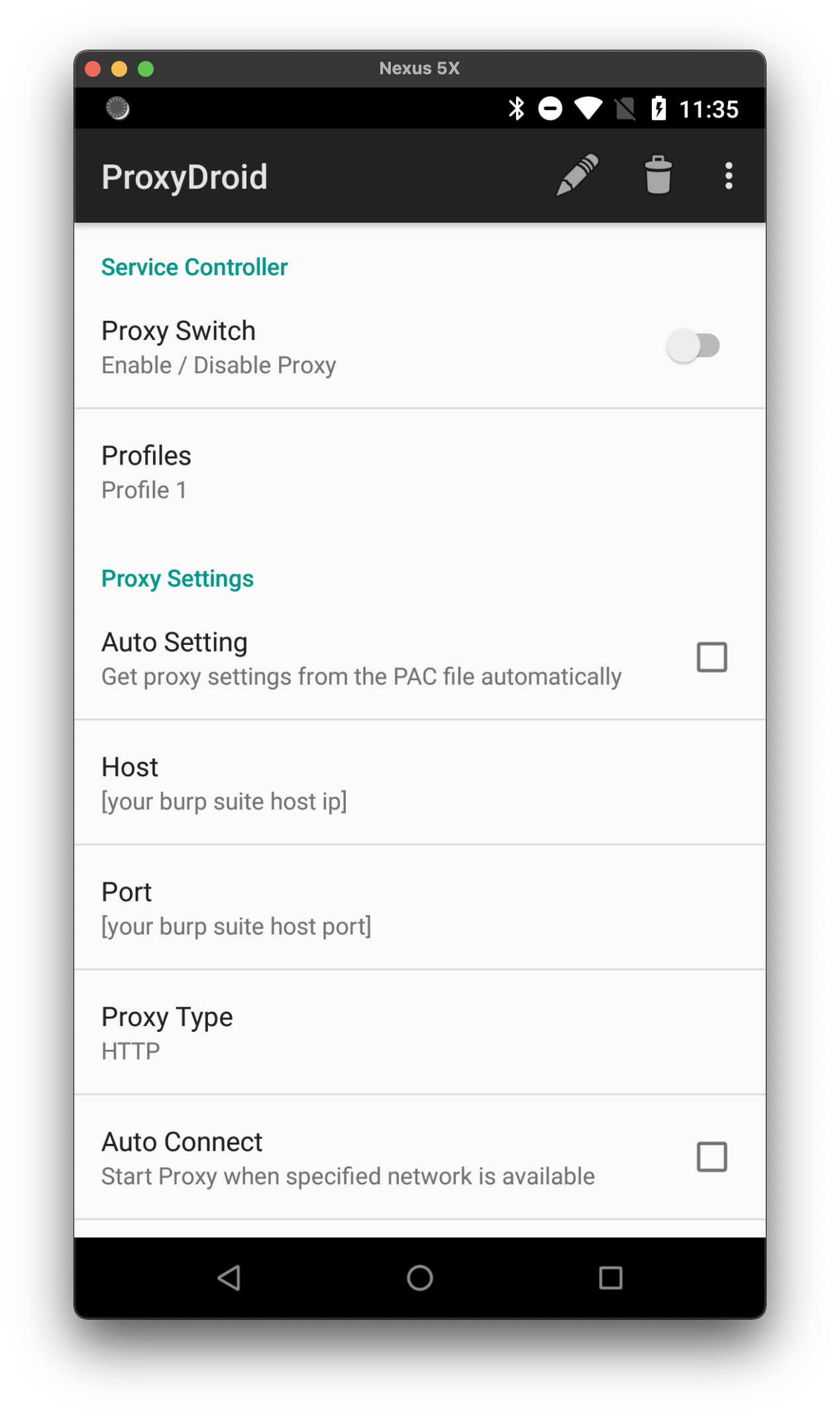ProxyDroid Settings